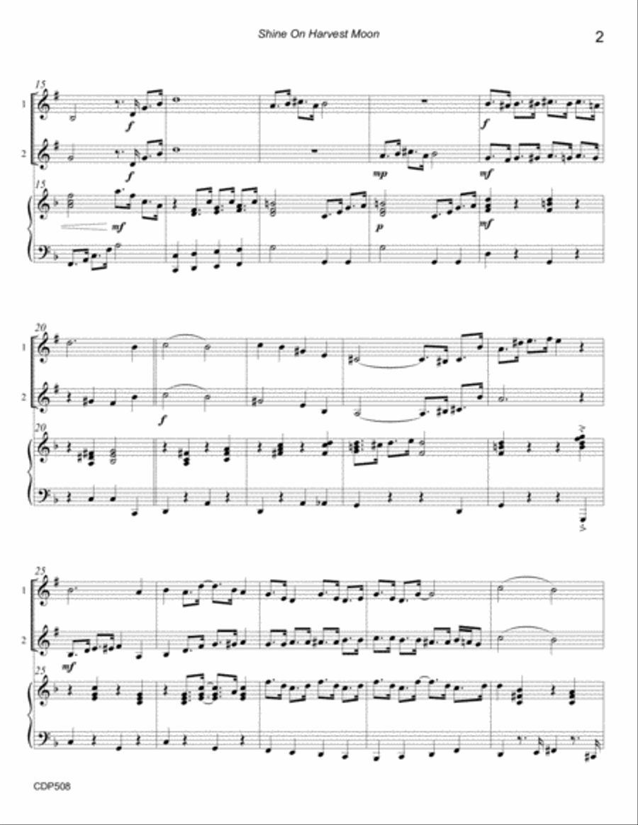 SHINE ON HARVEST MOON - CLARINET DUET with Piano Accompaniment Clarinet Duet scores gallery preview page 2
