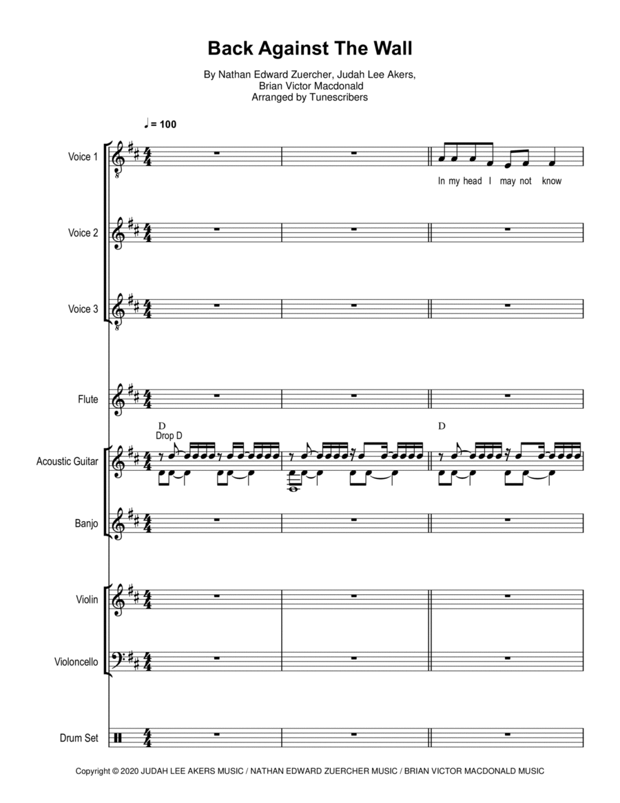 Back Against The Wall Large Ensemble scores gallery preview page 1