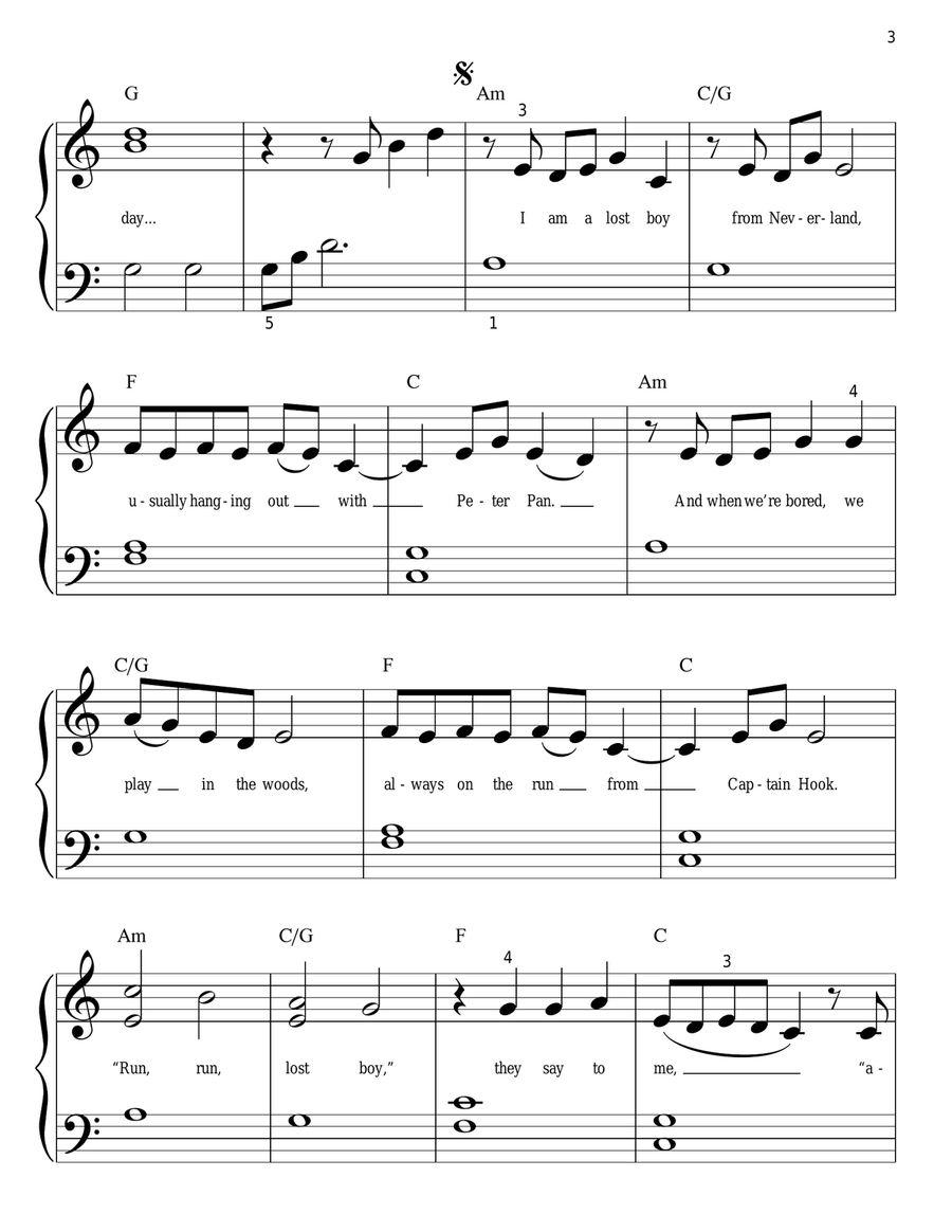 Lost Boy Easy Piano scores gallery preview page 3