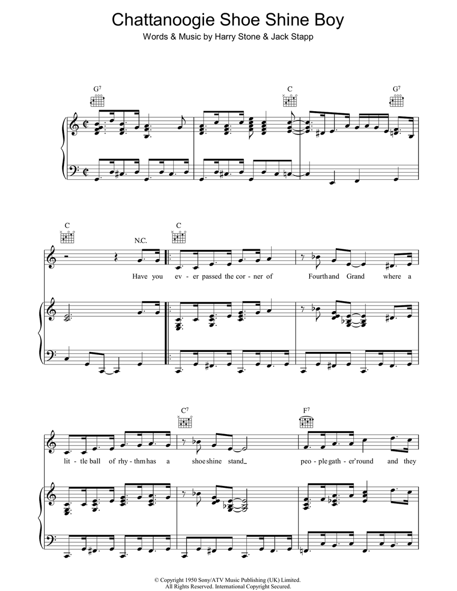 Chattanoogie Shoe Shine Boy Piano, Vocal, Guitar scores gallery preview page 1