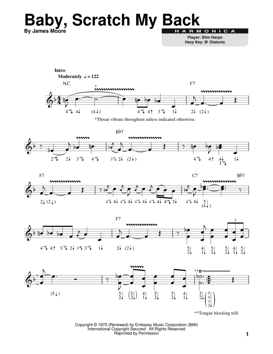 Baby, Scratch My Back Harmonica scores gallery preview page 1