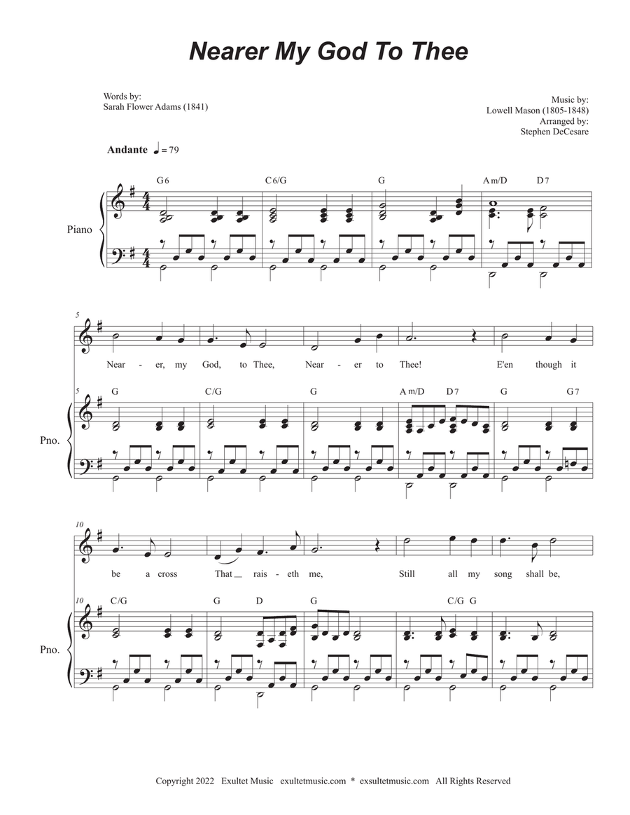 Nearer My God To Thee (Vocal solo - (High Key) Piano, Vocal scores gallery preview page 1