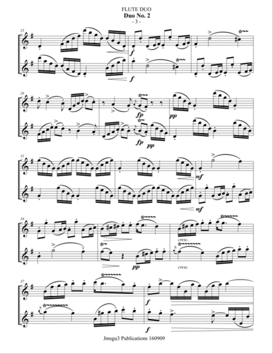 WF Bach: Duet No. 2 for Flute Duo Flute Duet scores gallery preview page 3