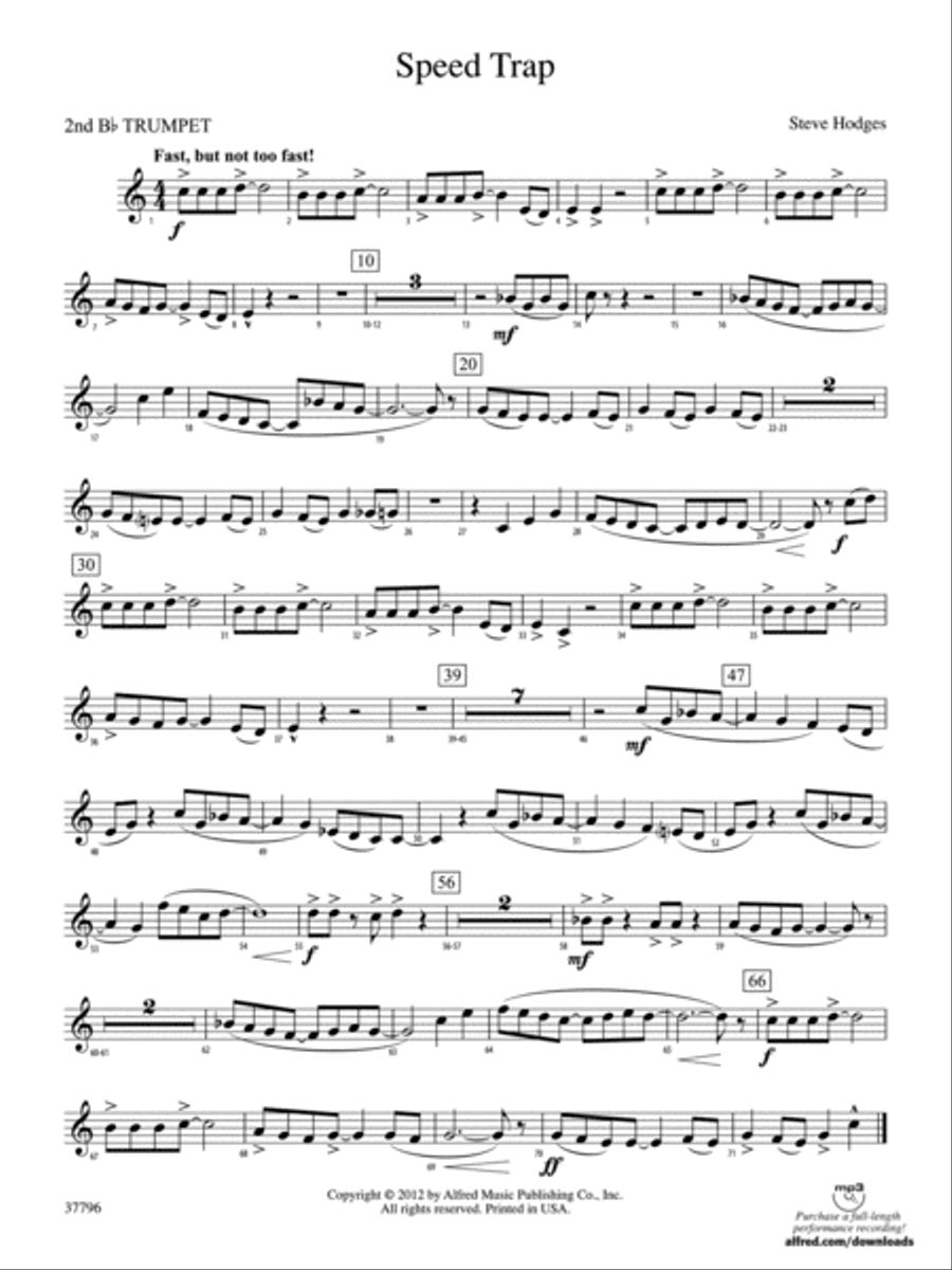 Speed Trap: 2nd B-flat Trumpet Concert Band scores gallery preview page 1