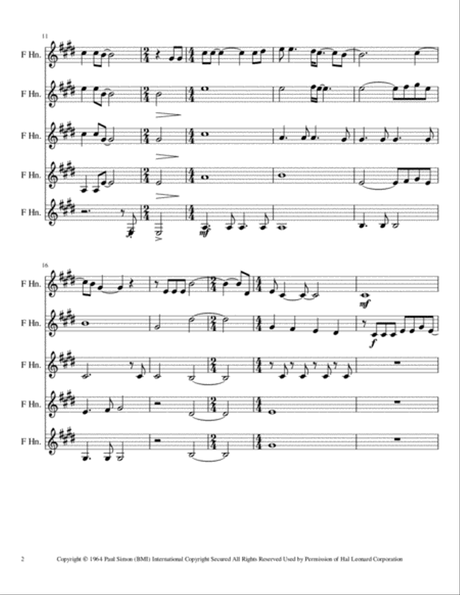 The Sound Of Silence Horn Solo scores gallery preview page 2