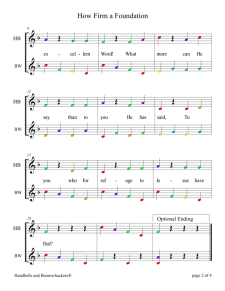 How Firm a Foundation (for 8-note Bells and Boomwhackers with Color Coded Notes) image number null