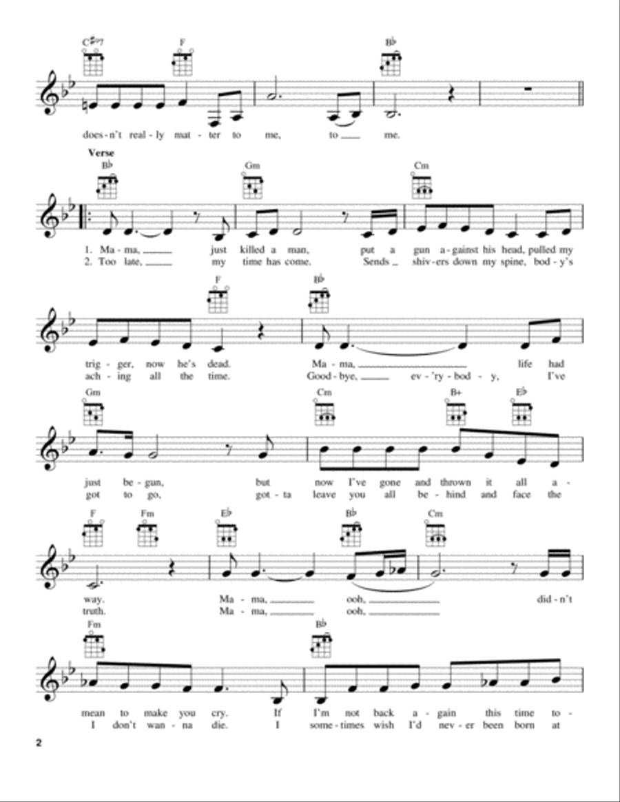 Bohemian Rhapsody Ukulele scores gallery preview page 2