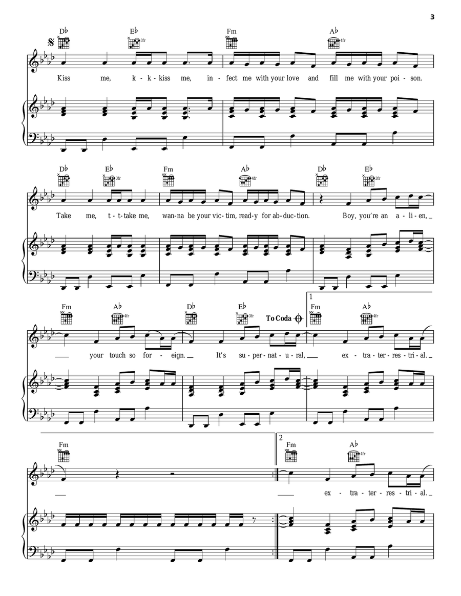 E.T. E.T. Piano, Vocal, Guitar scores gallery preview page 3