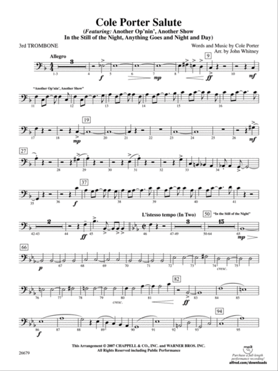 Cole Porter Salute: 3rd Trombone Full Orchestra scores gallery preview page 1