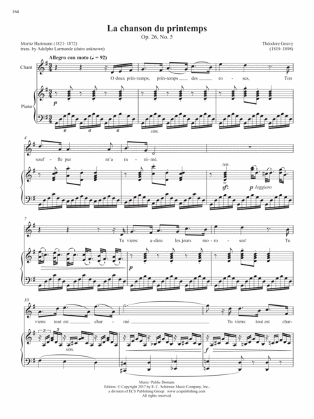 Op. 1, No. 5: La chanson du printemps from Songs of Gouvy, V2 (Downloadable)