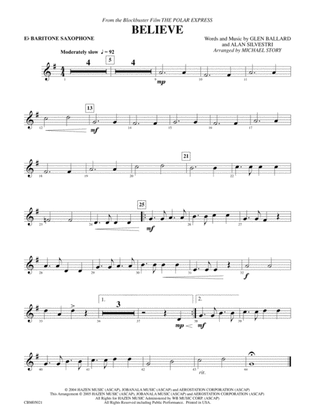 Believe (from The Polar Express): E-flat Baritone Saxophone