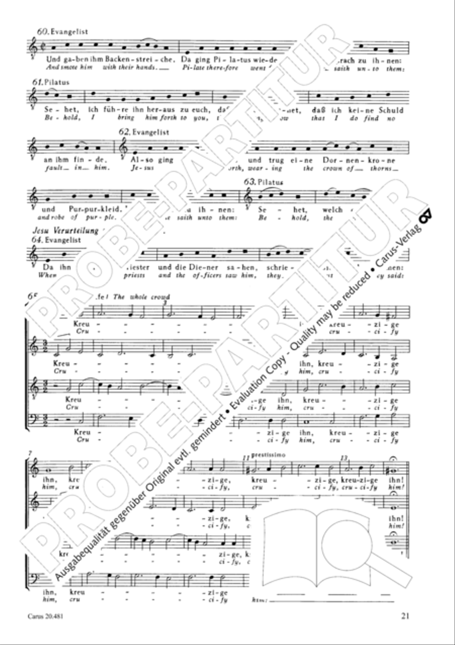 St. John Passion / The Passion of our Lord and Saviour Jesus Christ 4-Part scores gallery preview page 22