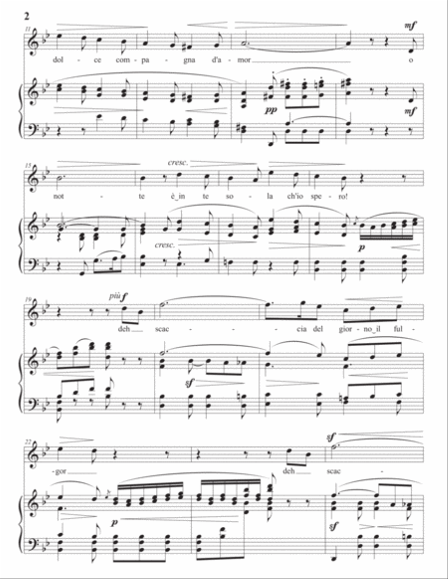 PICCINNI: O notte, O Dea del mistero (transposed to G minor) Voice scores gallery preview page 3