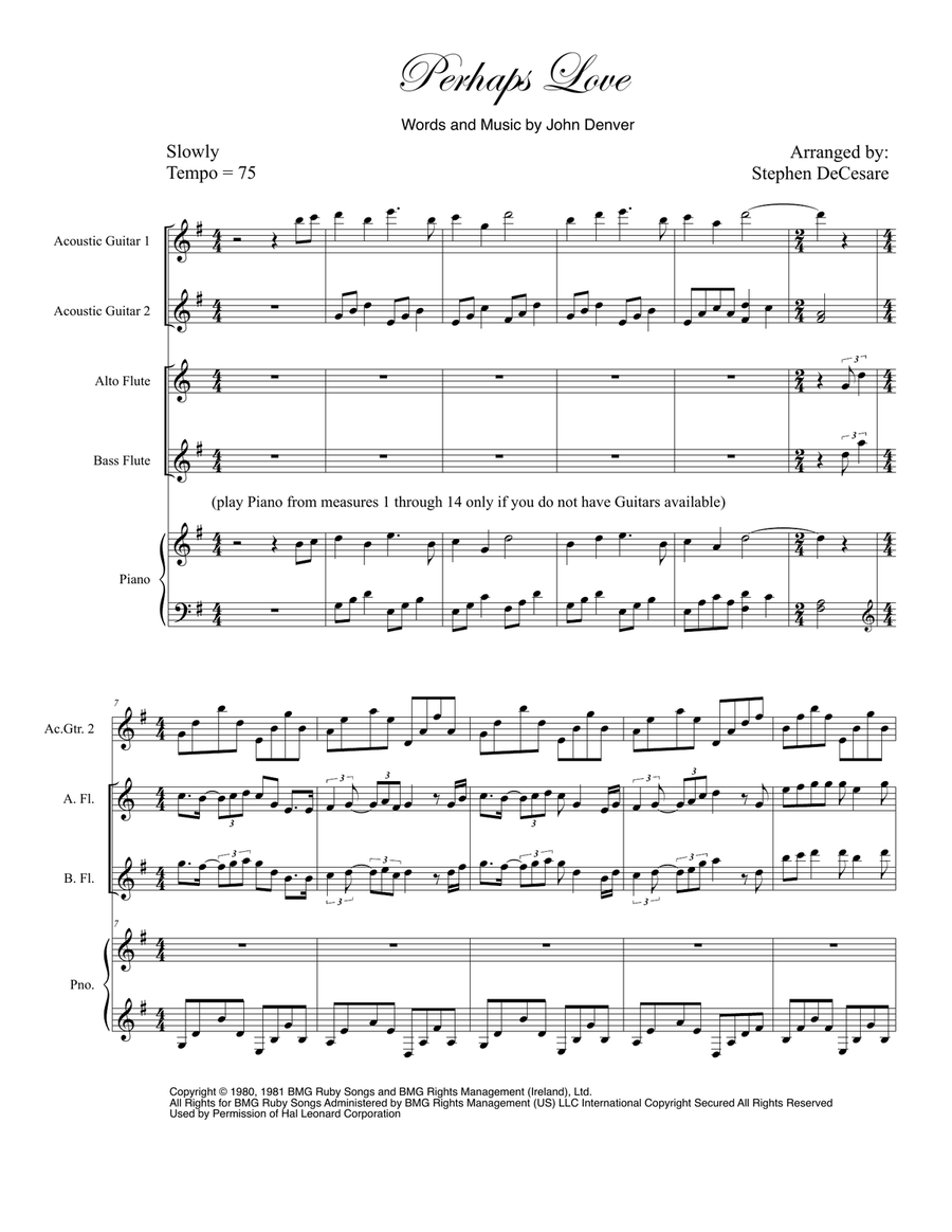 Perhaps Love Perhaps Love Woodwind Ensemble scores gallery preview page 1