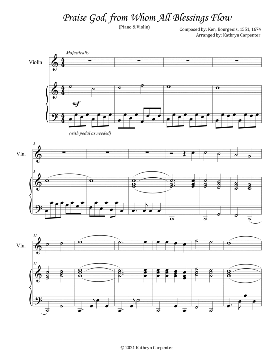 The Doxology (Piano & Violin) (Praise God, from Whom All Blessing Flow)