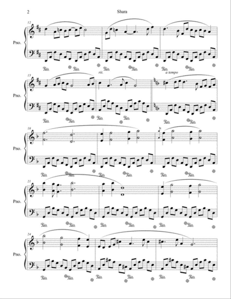 Shara Shara Piano Solo scores gallery preview page 2
