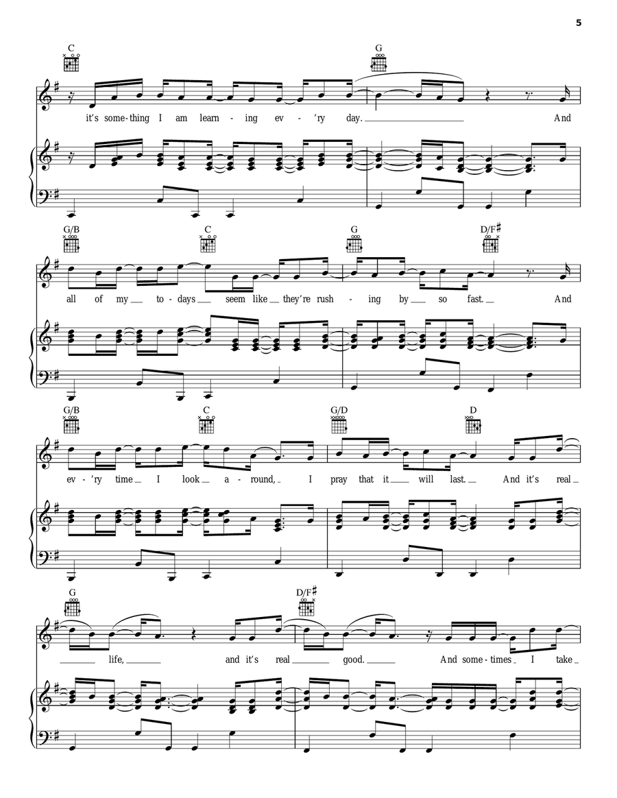 Real Life Real Life Piano, Vocal, Guitar scores gallery preview page 5