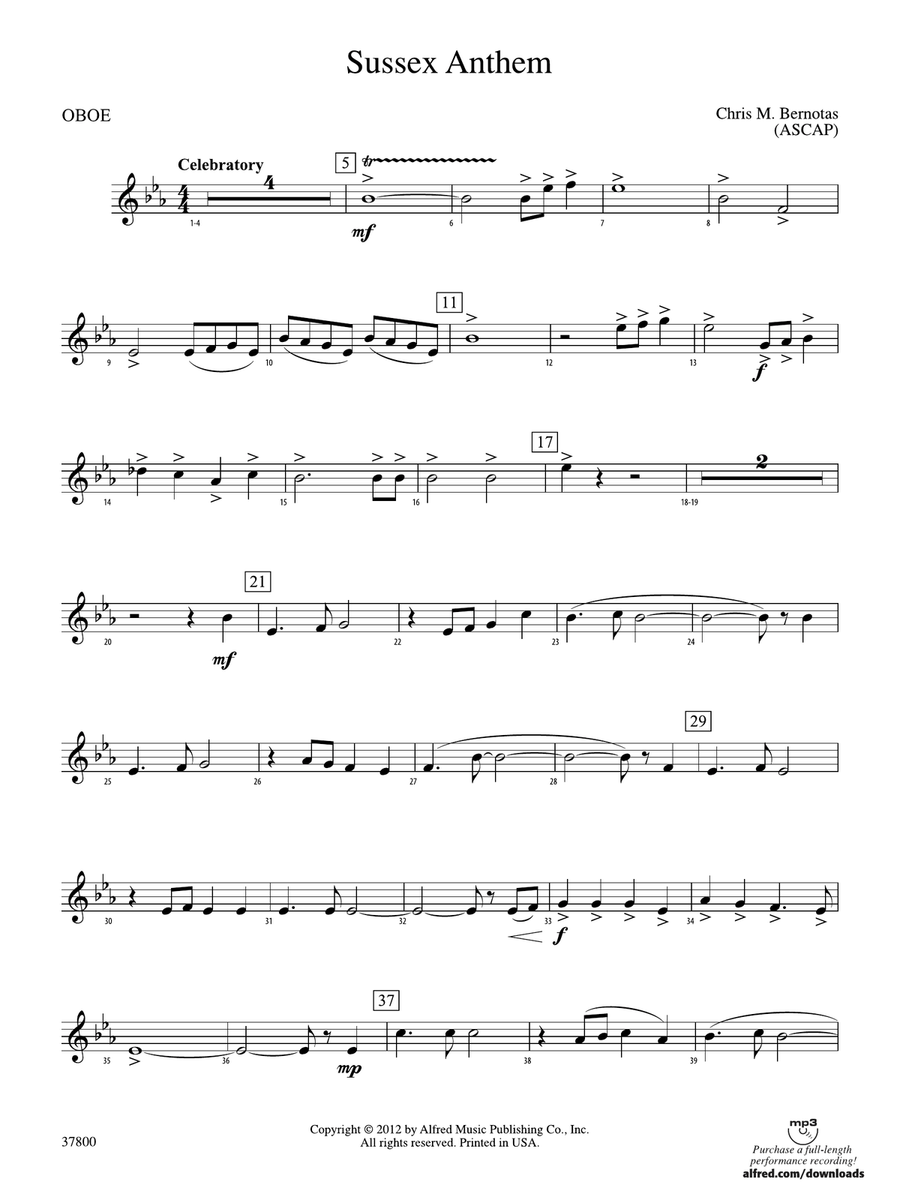 Sussex Anthem: Oboe