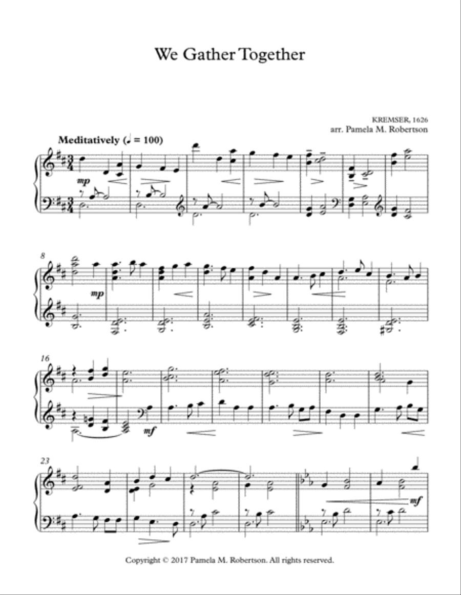 We Gather Together - Piano Solo Piano Solo scores gallery preview page 1