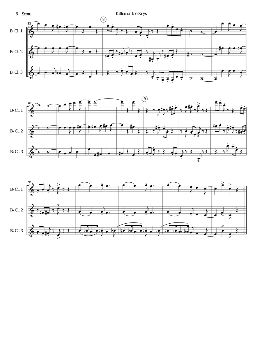 Kitten on the Keys for clarinet trio Clarinet Trio scores gallery preview page 6