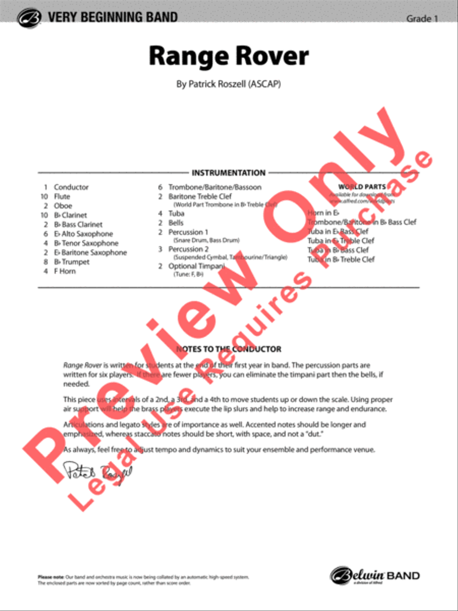 Range Rover Concert Band scores gallery preview page 2