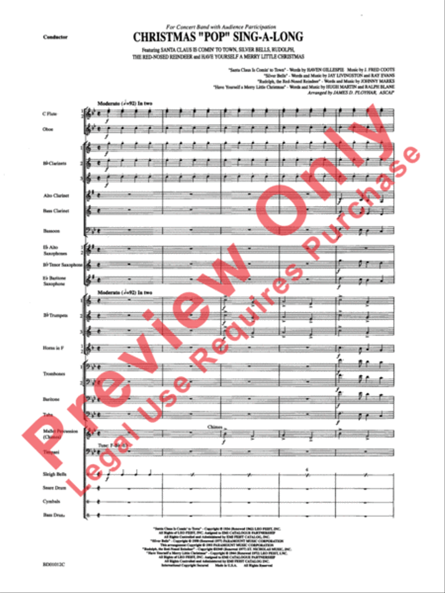 Christmas Pop Sing Along (for Concert Band with Audience Participation) Concert Band scores gallery preview page 3