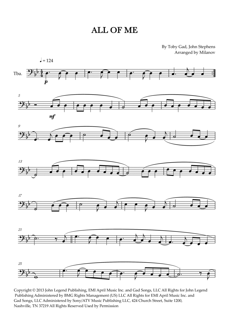 All Of Me Tuba scores gallery preview page 1