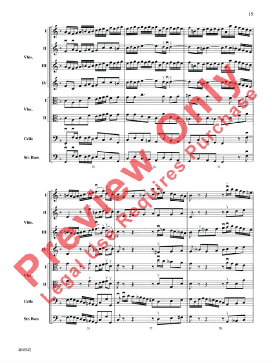 Brandenburg Concerto No. 1 in F Major String Orchestra scores gallery preview page 16