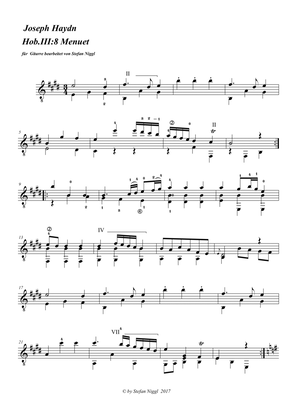 Menuet from String Quartet Hob.III:8 for Guitar