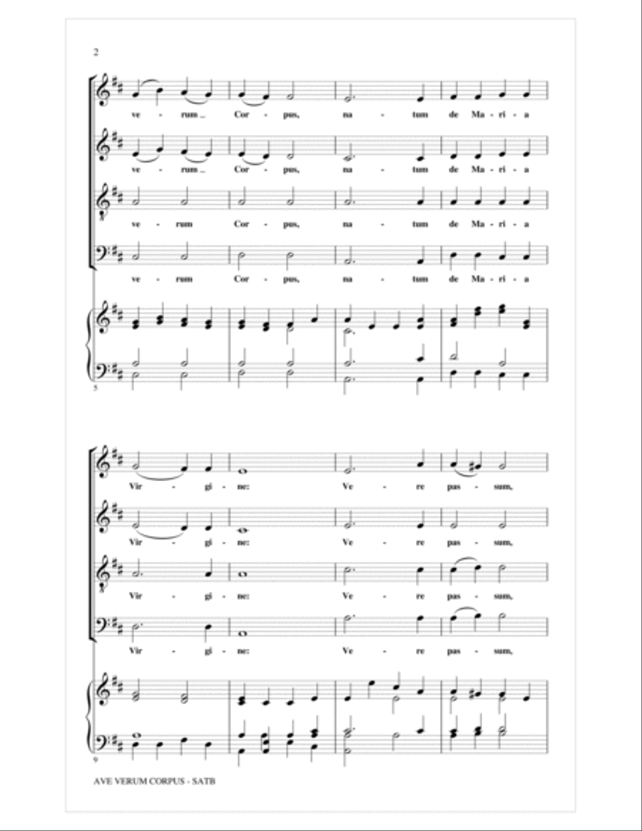 Ave Verum (Jesu, Word of God Incarnate) 4-Part scores gallery preview page 2