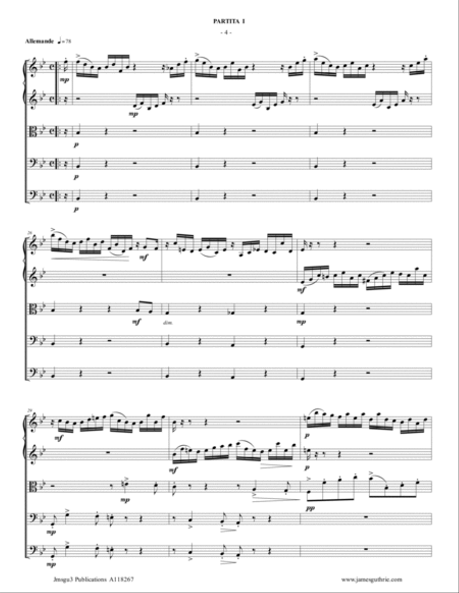 BACH: Six Partitas Complete BWV 825-830 for String Orchestra String Orchestra scores gallery preview page 4