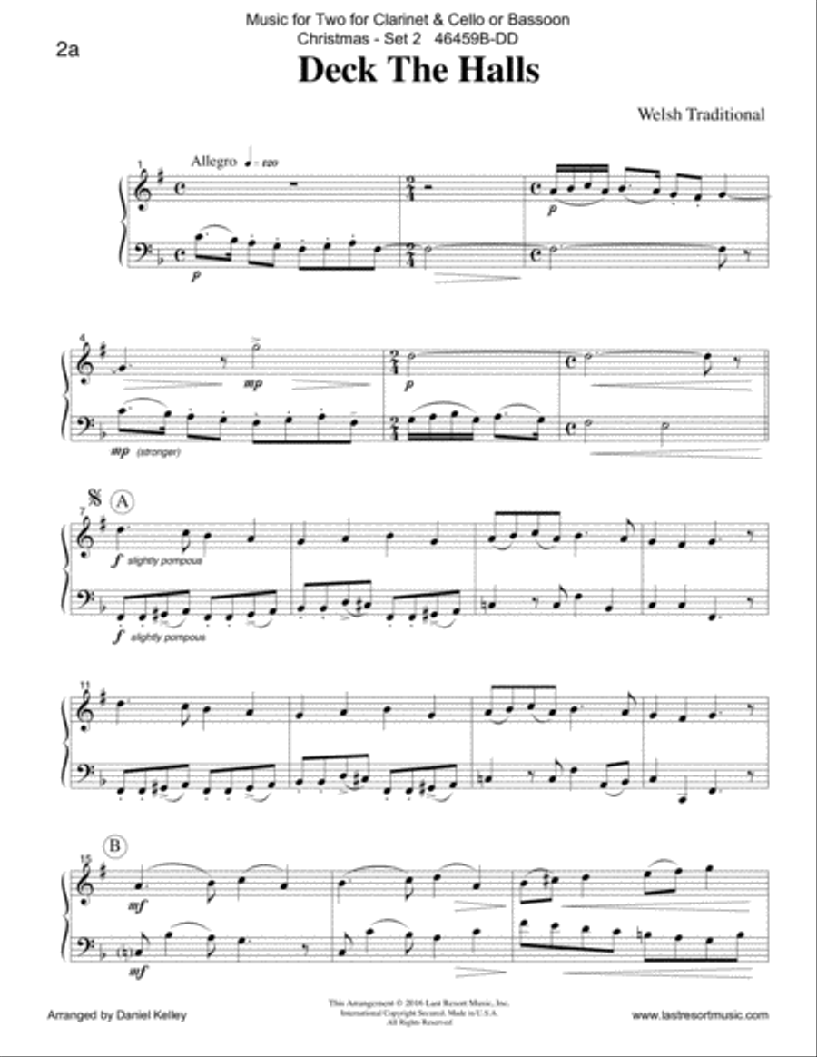 Christmas Duets for Clarinet and Cello or Clarinet and Bassoon - Set 2 - Music for Two Woodwind Ensemble scores gallery preview page 6