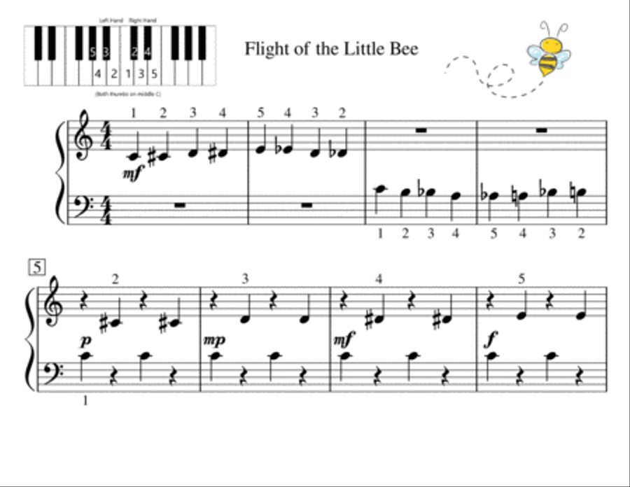 Flight of the Little Bee - Beginner Piano Solo Flight of the Little Bee - Beginner Piano Solo Piano Method scores gallery preview page 2