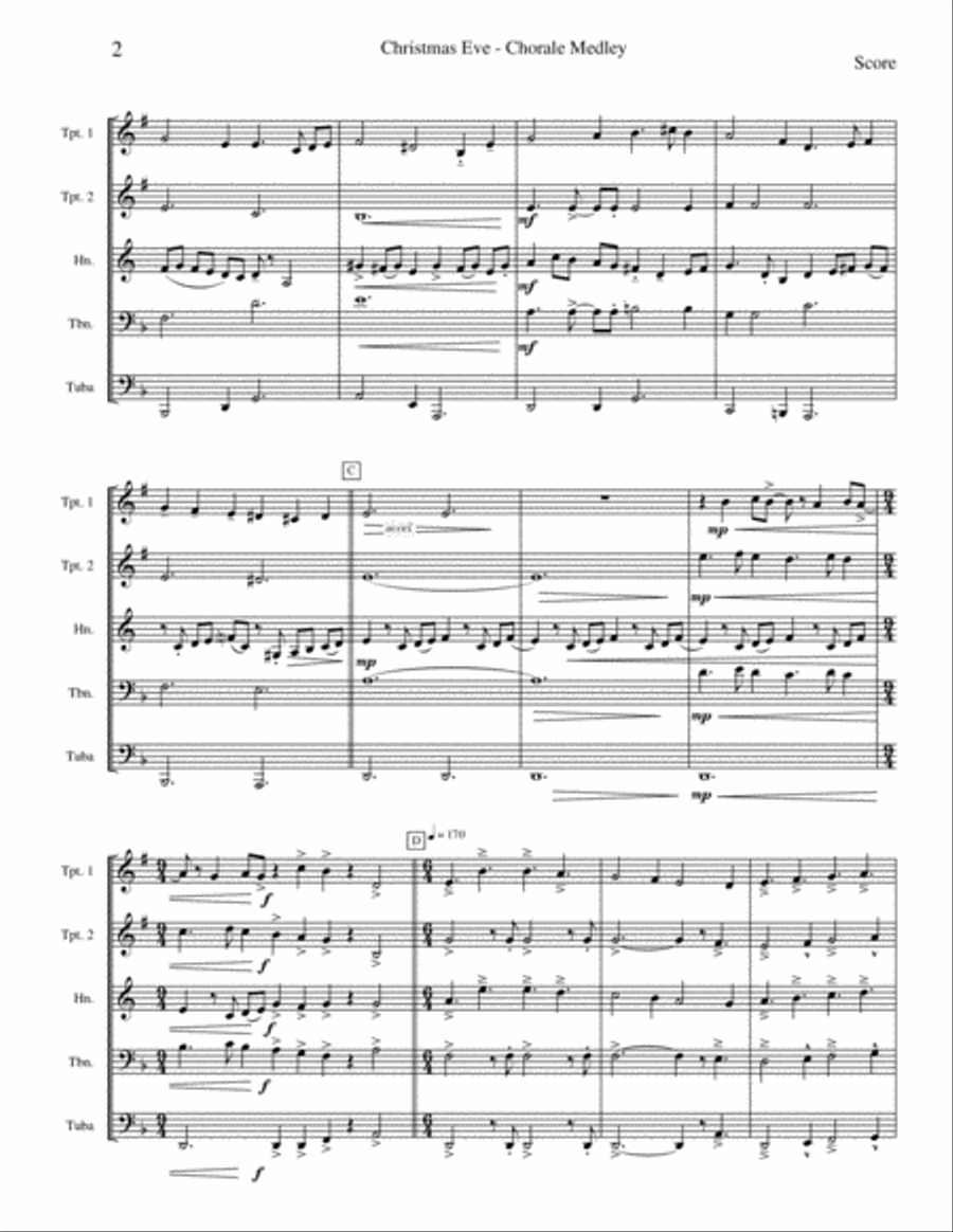 Christmas Eve: Chorale Medley Brass Ensemble scores gallery preview page 3