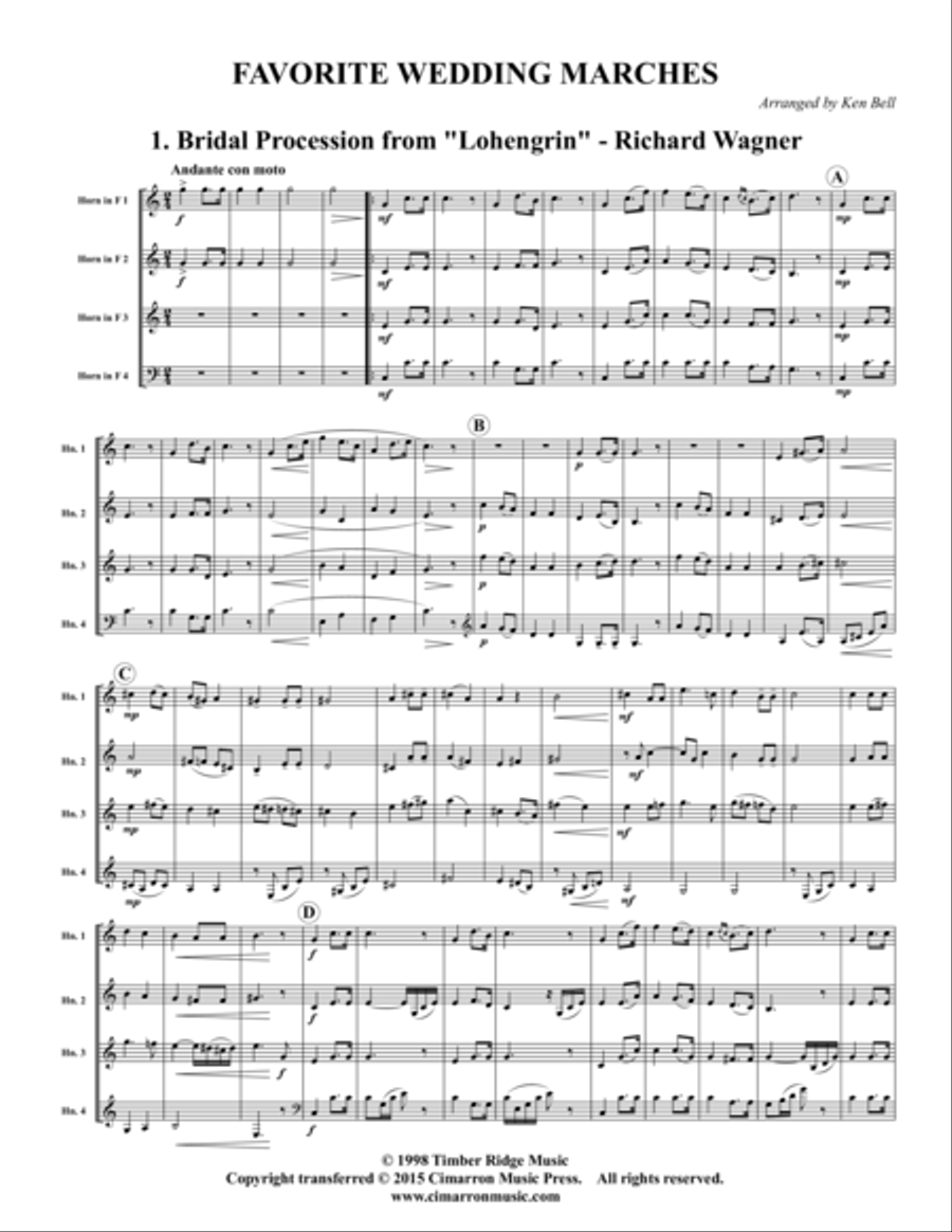 Favorite Wedding Marches Horn scores gallery preview page 1