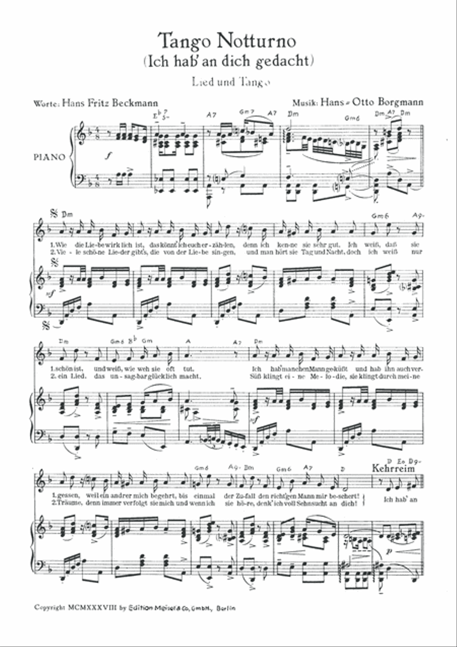 Tango Notturno Piano, Vocal scores gallery preview page 2
