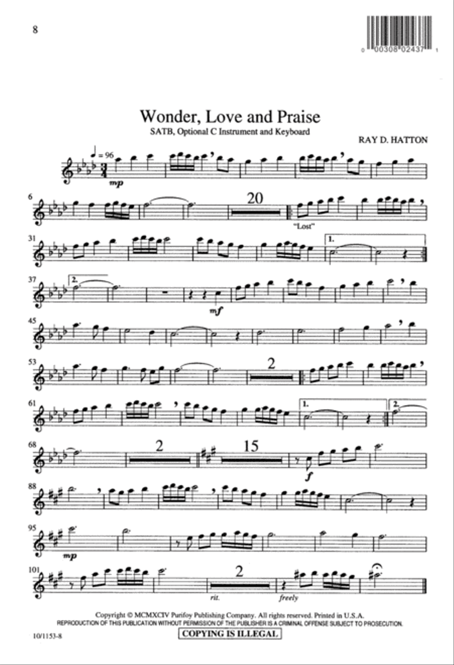 Wonder, Love, and Praise Wonder, Love, and Praise 4-Part scores gallery preview page 8