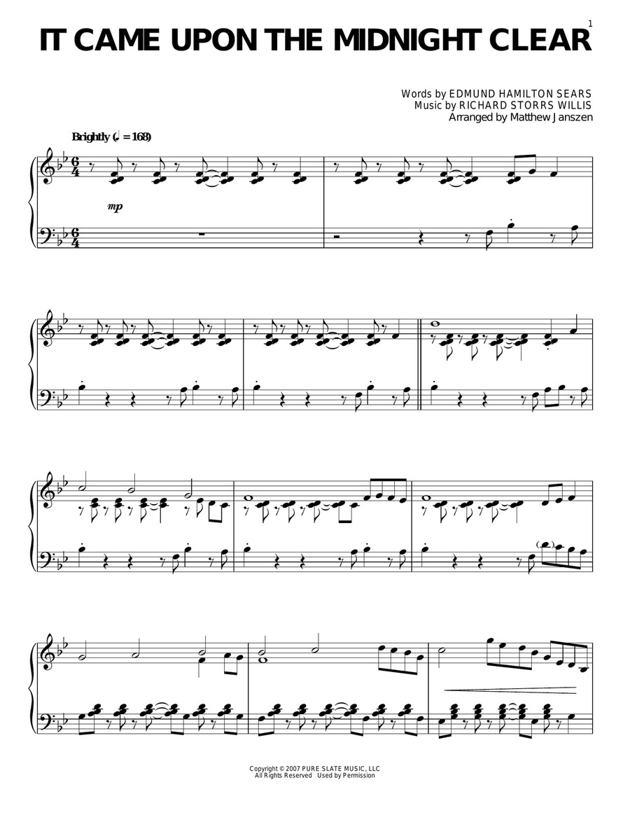 It Came Upon The Midnight Clear Piano Solo scores gallery preview page 1
