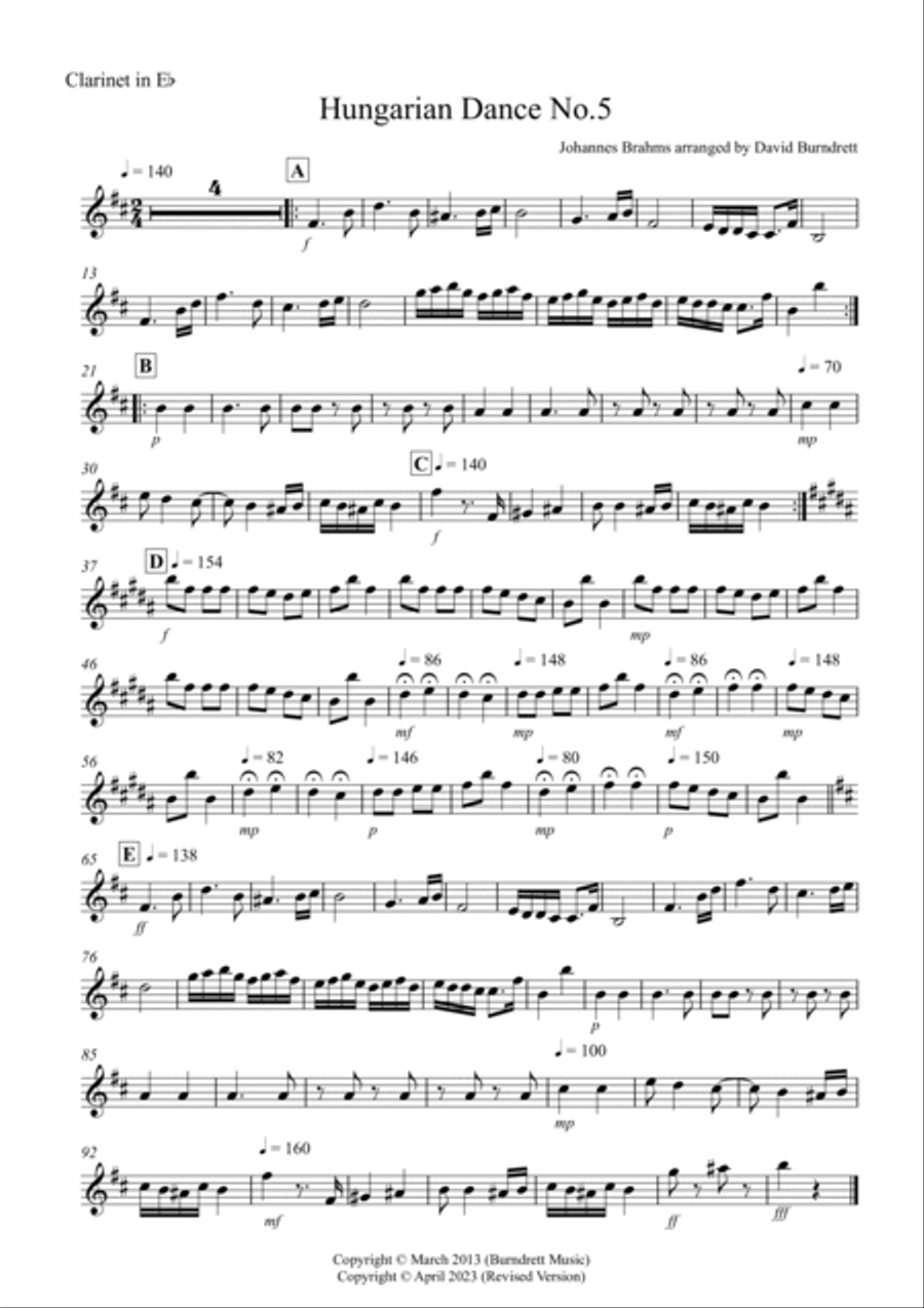 Hungarian Dance No.5 for Clarinet Choir Clarinet Choir scores gallery preview page 5