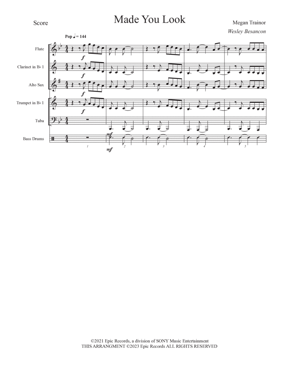 Made You Look Marching Band scores gallery preview page 1