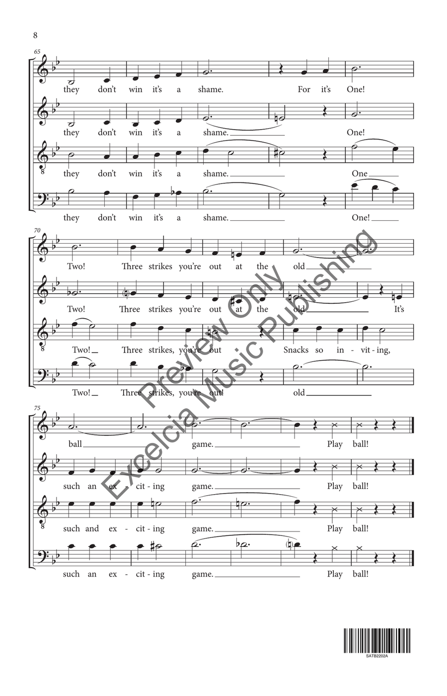 Take Me Out to the Ball Game 4-Part scores gallery preview page 9