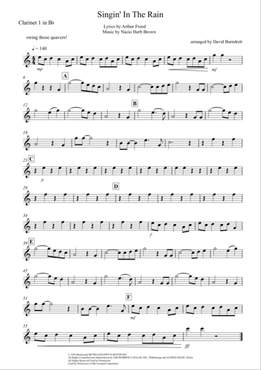 Singin' In The Rain Singin' In The Rain Clarinet Solo scores gallery preview page 4