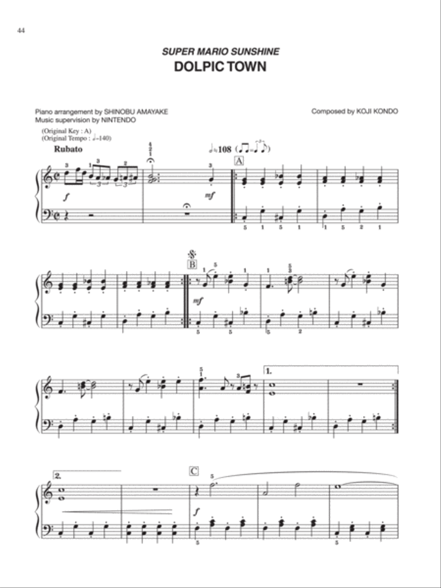 Super Mario Sunshine Dolpic Town Easy Piano scores gallery preview page 1