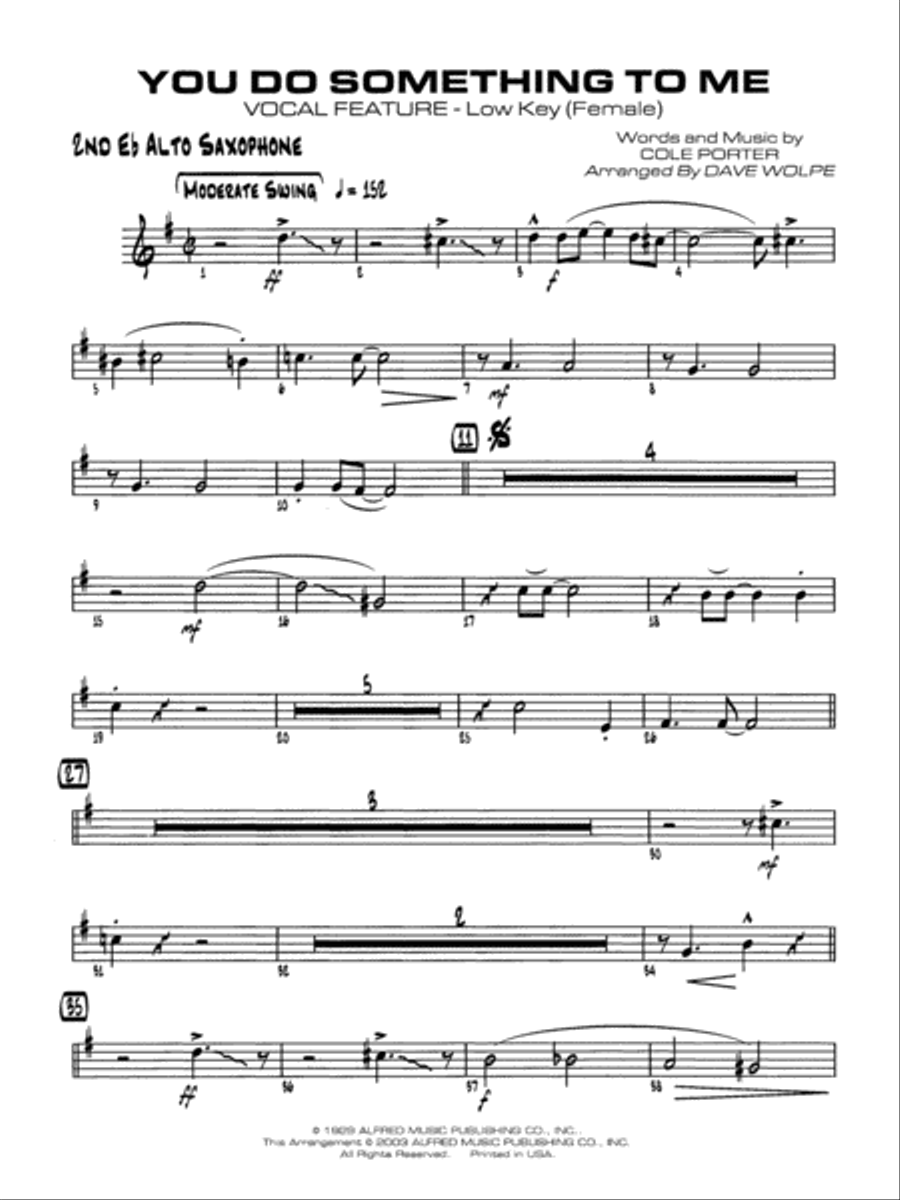 You Do Something to Me: 2nd E-flat Alto Saxophone Jazz Ensemble scores gallery preview page 1