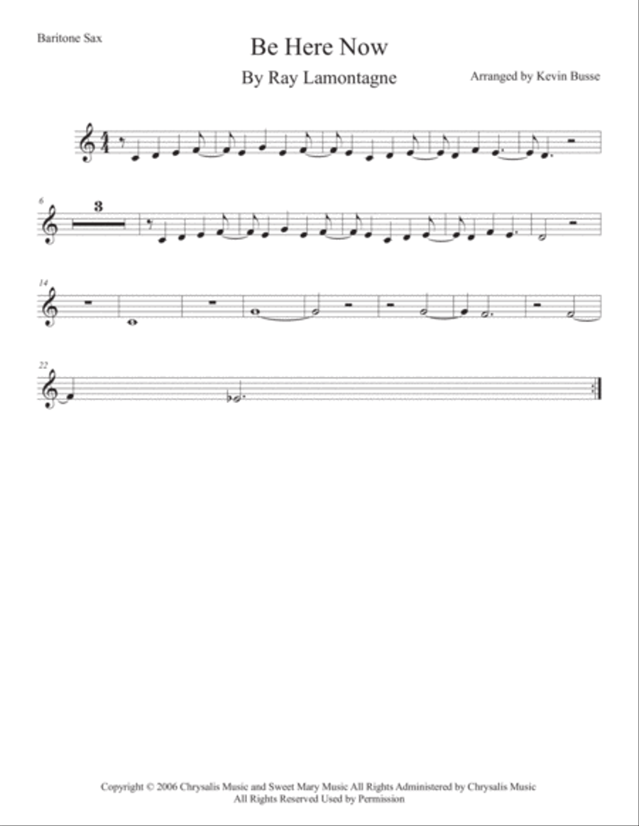 Be Here Now Be Here Now Baritone Saxophone scores gallery preview page 1