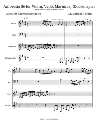 Book cover for Ambrosia 56 for Violin, 'cello, Marimba, Glockenspiel