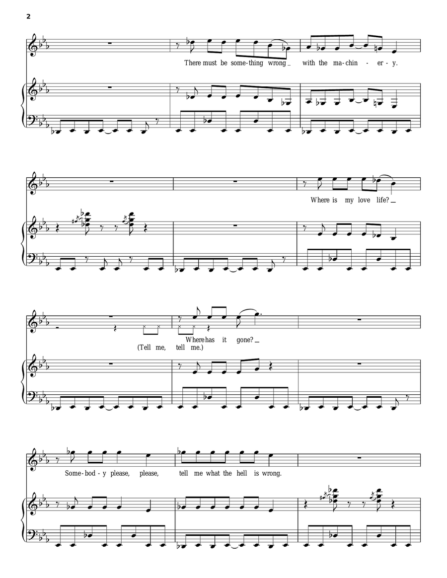 Computer Blue Piano, Vocal, Guitar scores gallery preview page 2
