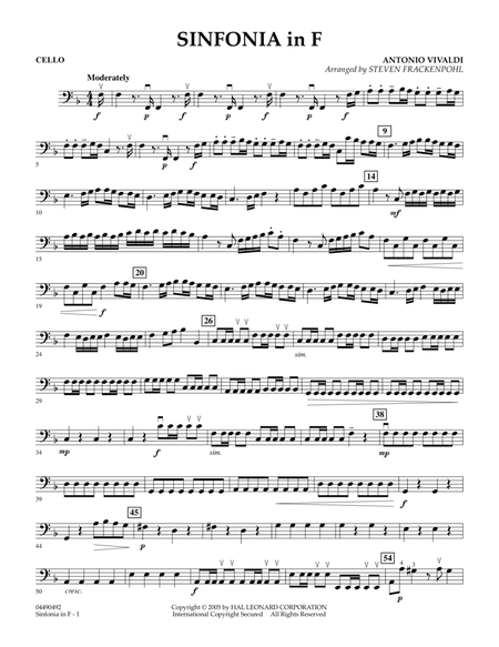 Sinfonia In F - Cello