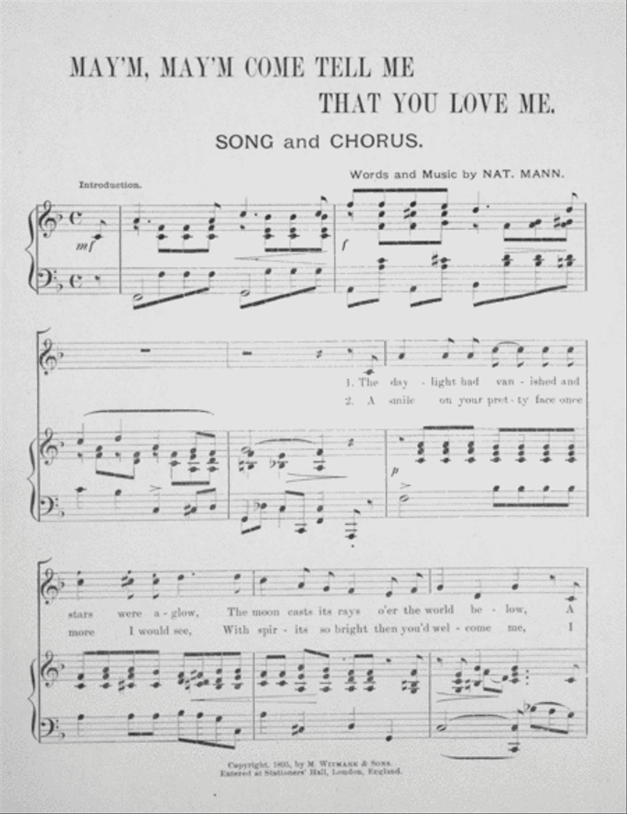 Maym, Maym Come Tell Me That You Love Me. Song and Chorus Choir scores gallery preview page 2
