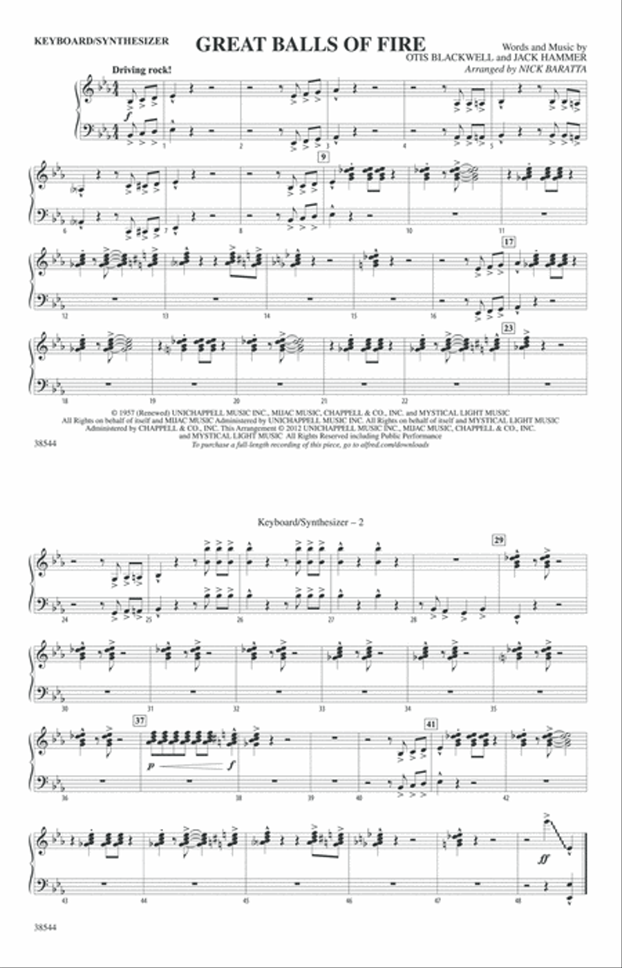 Great Balls of Fire: Keyboard/Synthesizer Marching Band scores gallery preview page 1